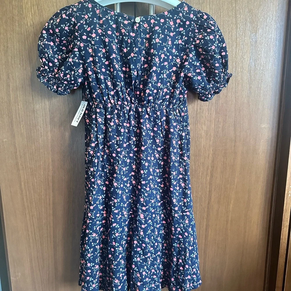 Old Navy Navy Blue Dress with Pink Floral Pattern NWT